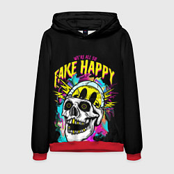 Толстовка-худи мужская Fake Happy Фальшивое счастье, цвет: 3D-красный