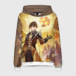 Толстовка-худи мужская Zhongli Order, цвет: 3D-белый