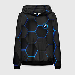 Толстовка-худи мужская BMW blue neon theme, цвет: 3D-черный