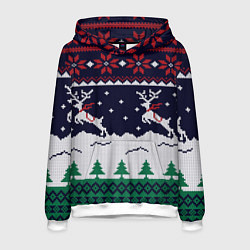 Толстовка-худи мужская СВИТЕР С ОЛЕНЯМИ DEER SWEATER, цвет: 3D-белый
