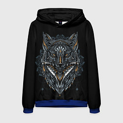 Толстовка-худи мужская ЭТНИЧЕСКАЯ ЛИСА FOX ABSTRACT, цвет: 3D-синий