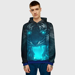Толстовка-худи мужская Неоновый водяной тигр 2022, цвет: 3D-синий — фото 2