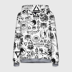 Толстовка-худи мужская THE WITCHER LOGOBOMBING ЧЁРНО БЕЛЫЙ ВЕДЬМАК ПАТТЕР, цвет: 3D-меланж