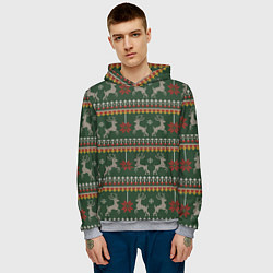 Толстовка-худи мужская Новогодний свитер c оленями 1, цвет: 3D-меланж — фото 2