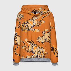Толстовка-худи мужская Тигр паттерн, цвет: 3D-меланж