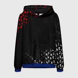Толстовка-худи мужская КРАСНО БЕЛЫЕ РУНЫ, цвет: 3D-синий