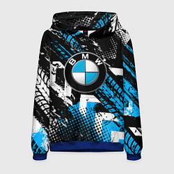 Толстовка-худи мужская Следы от шин BMW, цвет: 3D-синий