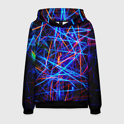 Толстовка-худи мужская NEON LINES Glowing Lines Effect, цвет: 3D-черный