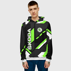 Толстовка-худи мужская ШКОДА ГЕОМЕТРИЯ ЛИНИИ SKODA GEOMETRY SPORT, цвет: 3D-белый — фото 2