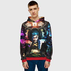 Толстовка-худи мужская ARCANE JINX ОБЛОЖКА LEAGUE OF LEGENDS, цвет: 3D-красный — фото 2