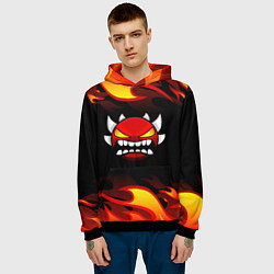Толстовка-худи мужская Geometry Dash Fire, цвет: 3D-черный — фото 2