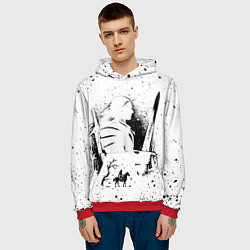 Толстовка-худи мужская ВЕДЬМАК С МЕЧОМ ЗНАКИ НА СПИНЕ, цвет: 3D-красный — фото 2