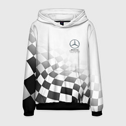 Толстовка-худи мужская MERCEDES, МЕРСЕДЕС СПОРТ, ФИНИШНЫЙ ФЛАГ, ФОРМУЛА 1, цвет: 3D-черный