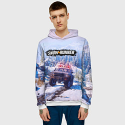 Толстовка-худи мужская SnowRunner Гонки по бездорожью, цвет: 3D-белый — фото 2