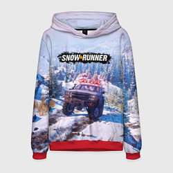 Толстовка-худи мужская SnowRunner Гонки по бездорожью, цвет: 3D-красный