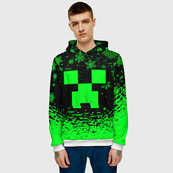 Толстовка-худи мужская НОВОГОДНИЙ КРИПЕР МАЙНКРАФТ ЗЕЛЁНЫЙ, цвет: 3D-белый — фото 2