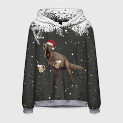 Толстовка-худи мужская ПИВОЗАВР НОВОГОДНЯЯ НОЧЬ, цвет: 3D-меланж