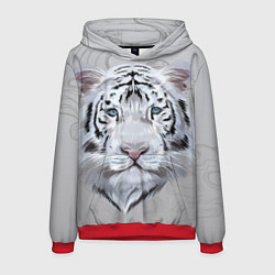 Толстовка-худи мужская Снежный нежный тигр, цвет: 3D-красный