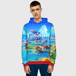 Толстовка-худи мужская МИР ГЕНШИН ИМПАКТ WORLD GENSHIN IMPACT, цвет: 3D-красный — фото 2