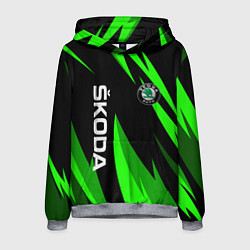 Толстовка-худи мужская SKODA Логотип Узор, цвет: 3D-меланж