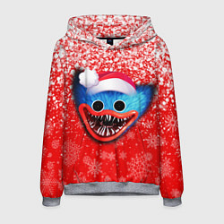 Толстовка-худи мужская POPPY PLAYTIME ХАГИ ВАГИ НОВОГОДНИЙ, СНЕЖИНКИ, цвет: 3D-меланж