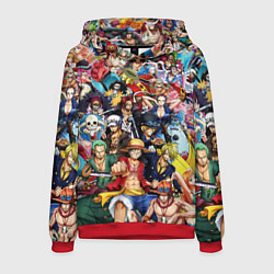 Толстовка-худи мужская ВСЕ ГЕРОИ АНИМЕ ВАН ПИС ALL HEROES ONE PIECE, цвет: 3D-красный