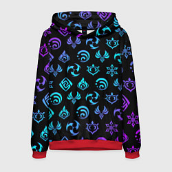 Толстовка-худи мужская NEON SYMBOL HERO GENSHIN IMPACT, цвет: 3D-красный