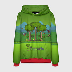 Толстовка-худи мужская Лесок в Террарии, цвет: 3D-красный