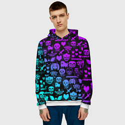 Толстовка-худи мужская UNDERTALE NEON PATTERN УЗОР, цвет: 3D-белый — фото 2