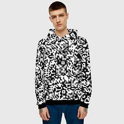 Толстовка-худи мужская Стиль QR код, цвет: 3D-черный — фото 2