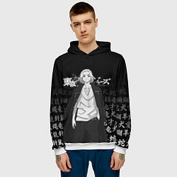 Толстовка-худи мужская MICKEY TOKYO REVENGERS ЧЁРНО БЕЛЫЙ, цвет: 3D-белый — фото 2