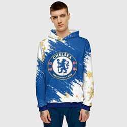 Толстовка-худи мужская НОВОГОДНИЙ ЧЕЛСИ, CHELSEA НОВЫЙ ГОД, цвет: 3D-синий — фото 2