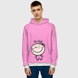 Толстовка-худи мужская Its girl, цвет: 3D-белый — фото 2