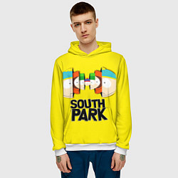 Толстовка-худи мужская South Park - Южный парк персонажи, цвет: 3D-белый — фото 2