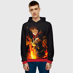 Толстовка-худи мужская Сукуна стреляет пламенем Магическая битва, цвет: 3D-красный — фото 2
