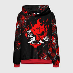 Толстовка-худи мужская SAMURAI CYBERPUNK 2077 LOGO, цвет: 3D-красный