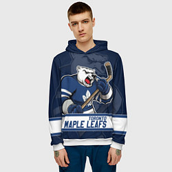 Толстовка-худи мужская Торонто Мейпл Лифс, Toronto Maple Leafs Маскот, цвет: 3D-белый — фото 2