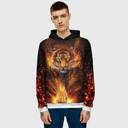 Толстовка-худи мужская Огненный тигр Сила огня, цвет: 3D-белый — фото 2