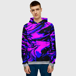 Толстовка-худи мужская НЕОНОВЫЕ РАЗВОДЫ КРАСОК, цвет: 3D-меланж — фото 2