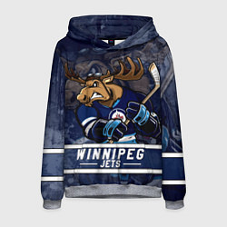 Толстовка-худи мужская Виннипег Джетс, Winnipeg Jets Маскот, цвет: 3D-меланж