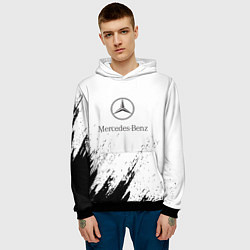 Толстовка-худи мужская Mercedes-Benz - White texture, цвет: 3D-черный — фото 2