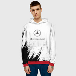 Толстовка-худи мужская Mercedes-Benz - White texture, цвет: 3D-красный — фото 2