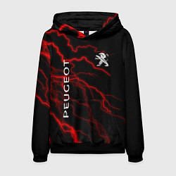 Толстовка-худи мужская Peugeot: Разряд молнии, цвет: 3D-черный