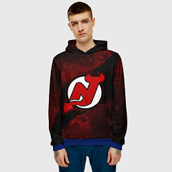 Толстовка-худи мужская New Jersey Devils, Нью Джерси Девилз, цвет: 3D-синий — фото 2