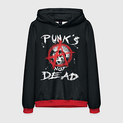 Толстовка-худи мужская Punks Not Dead Анархия, цвет: 3D-красный