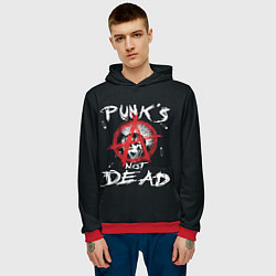 Толстовка-худи мужская Punks Not Dead Анархия, цвет: 3D-красный — фото 2