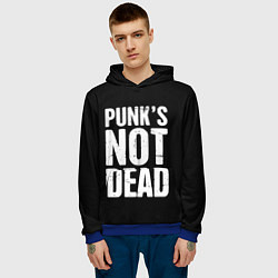 Толстовка-худи мужская PUNKS NOT DEAD Панки Живы, цвет: 3D-синий — фото 2