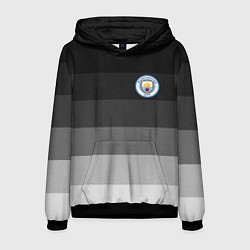 Толстовка-худи мужская Манчестер Сити, Manchester City, Серый градиент, цвет: 3D-черный