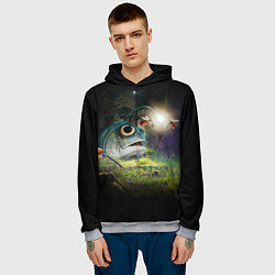 Толстовка-худи мужская Рыба в лесу, цвет: 3D-меланж — фото 2