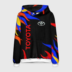 Толстовка-худи мужская Toyota Разноцветный огонь, цвет: 3D-белый